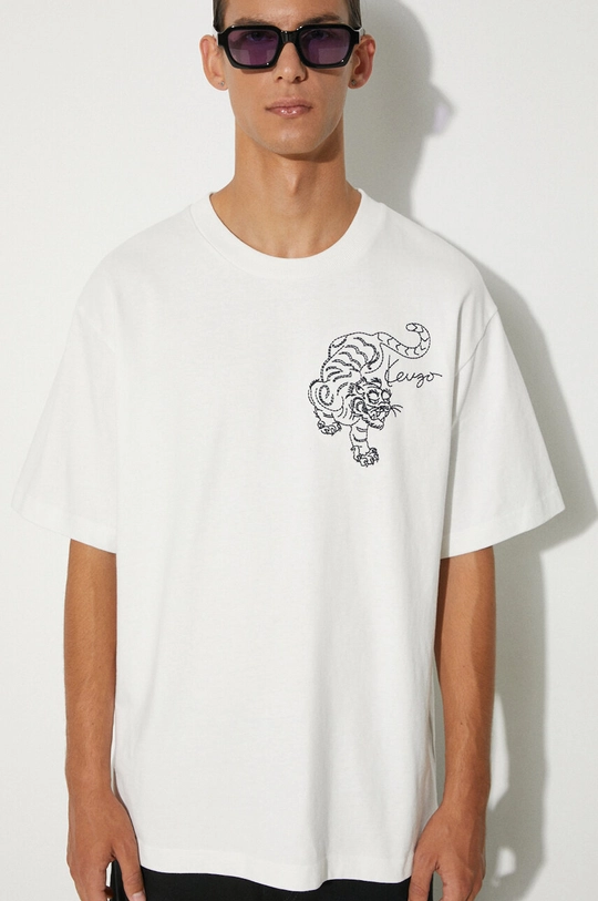 Kenzo t-shirt bawełniany Gots Star Tiger Emb Oversize T bawełna biały FE65TS2964SI.02