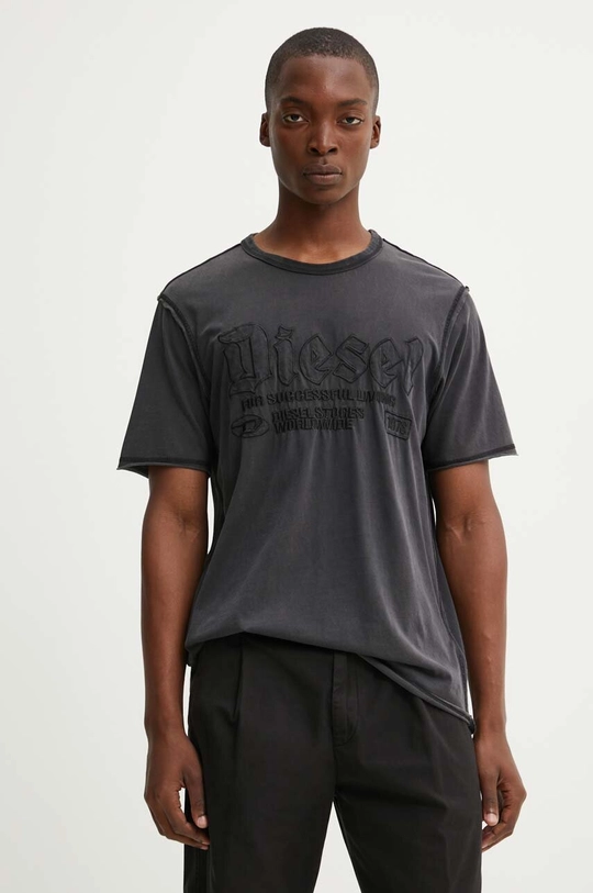 Diesel t-shirt bawełniany T-RAWJUST regular szary A14016.0KMAH