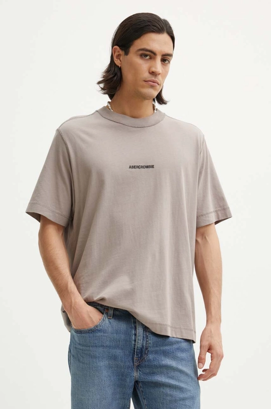 Abercrombie & Fitch t-shirt bawełniany aplikacja beżowy KI123.1039.400