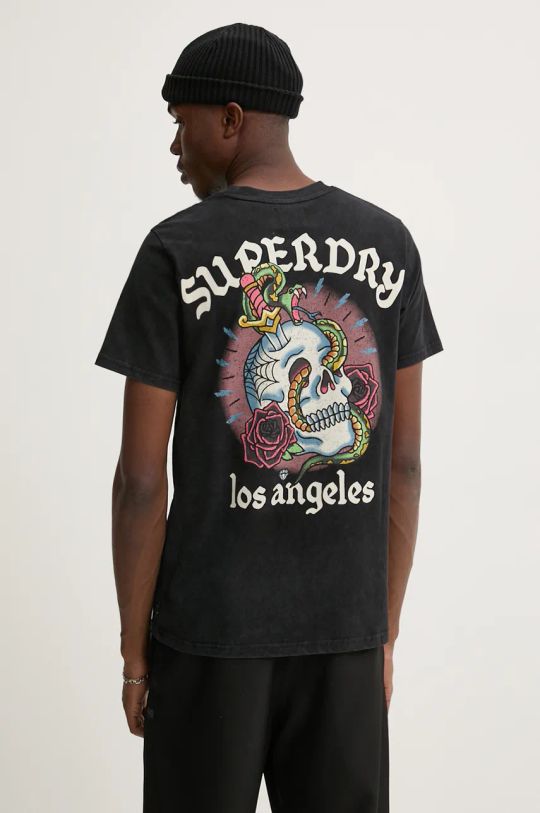 Superdry tricou din bumbac print negru M1012012A.02A