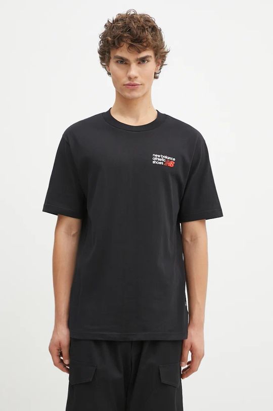 New Balance t-shirt bawełniany bawełna czarny MT41908BK