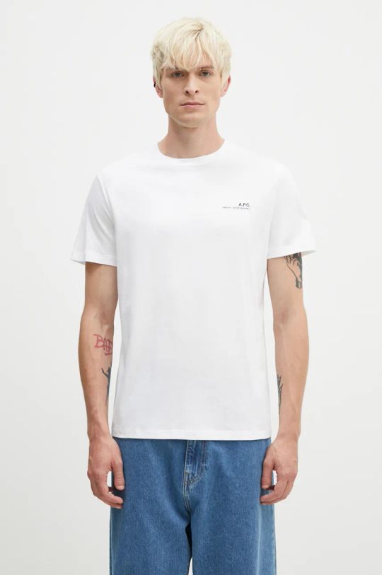 A.P.C. t-shirt bawełniany Standard Item Gots nadruk biały COHBO.M26404.TAG