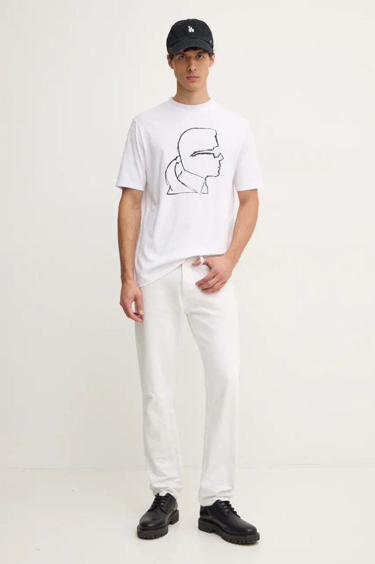 Karl Lagerfeld t-shirt bawełniany nadruk biały 544225.755442