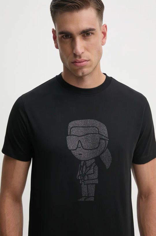 Karl Lagerfeld t-shirt in cotone sovrastampa nero 544242.755066