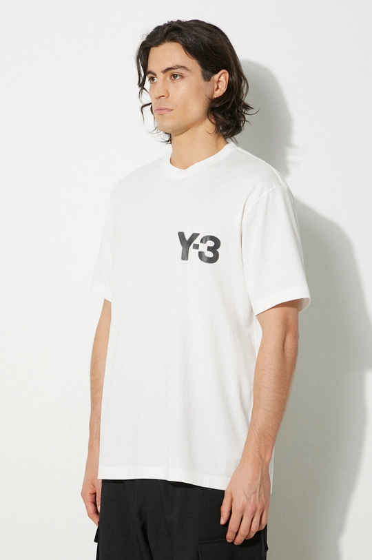 Βαμβακερό μπλουζάκι Y-3 Logo Tee λευκό JE9281