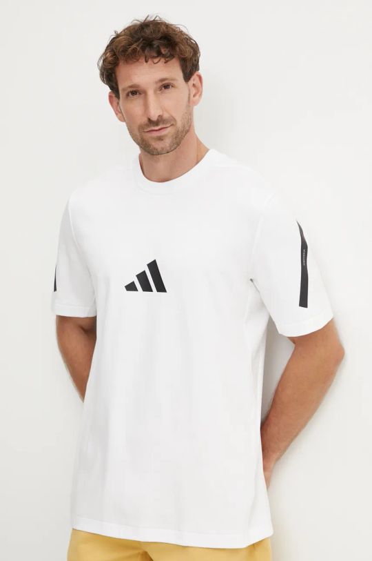 adidas tricou din bumbac ZNE print alb JE3078