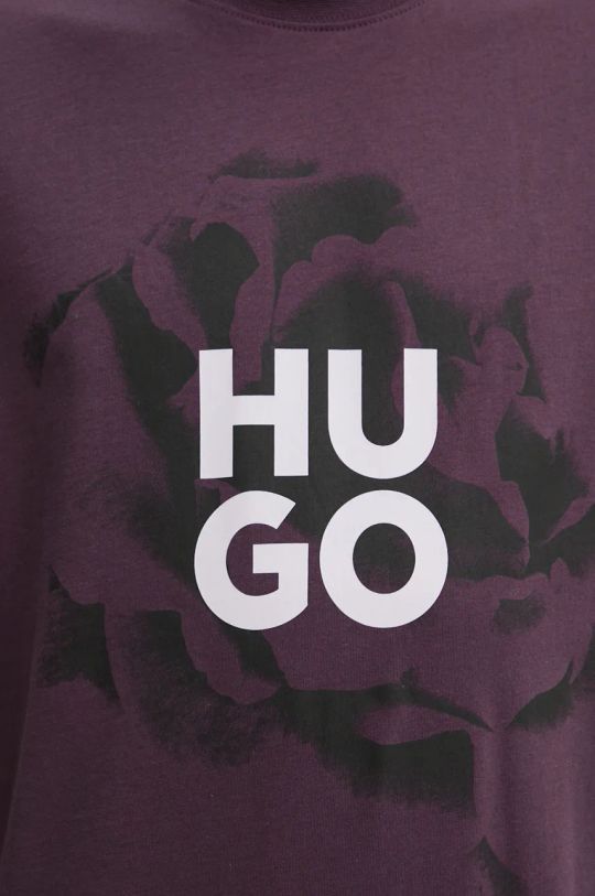 Памучна тениска HUGO 50521259 виолетов