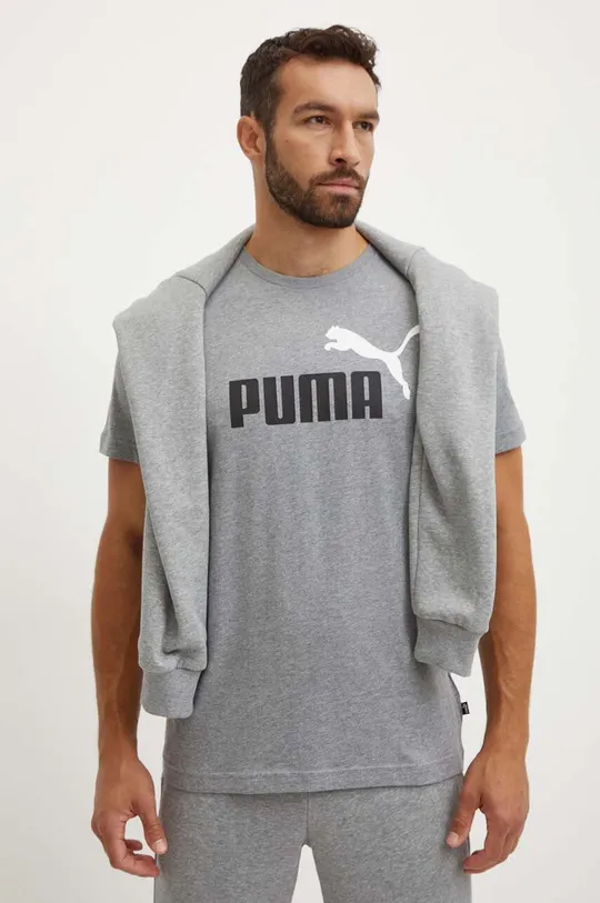 Хлопковая футболка Puma хлопок серый 847382
