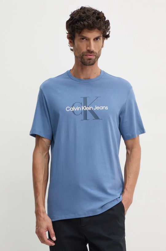 Calvin Klein Jeans t-shirt in cotone sovrastampa blu 00040EM286