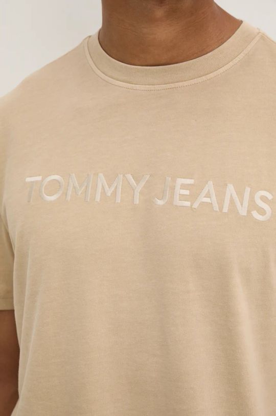 Βαμβακερό μπλουζάκι Tommy Jeans DM0DM20754 μπεζ