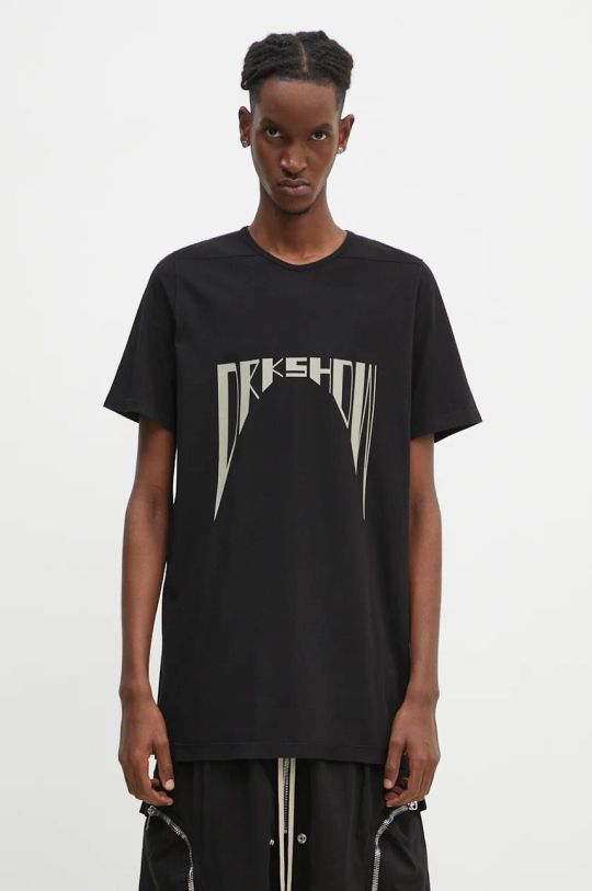 Rick Owens t-shirt bawełniany Level T nadruk czarny DU02D2250.RNEP4