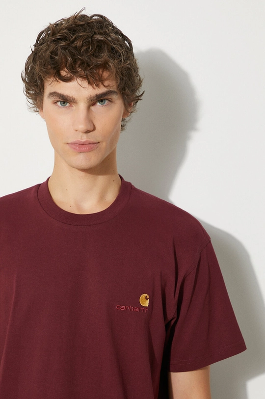 Carhartt WIP tricou din bumbac S/S American Script burgundia I029956.2BYXX