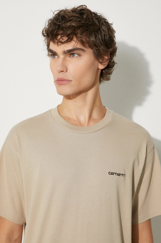 Carhartt WIP t-shirt bawełniany S/S Script Embroidery beżowy I030435.AWXX