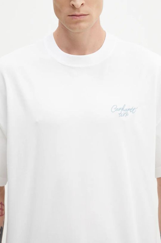 Βαμβακερό μπλουζάκι Carhartt WIP S/S Signature Script λευκό I033828.2JIXX