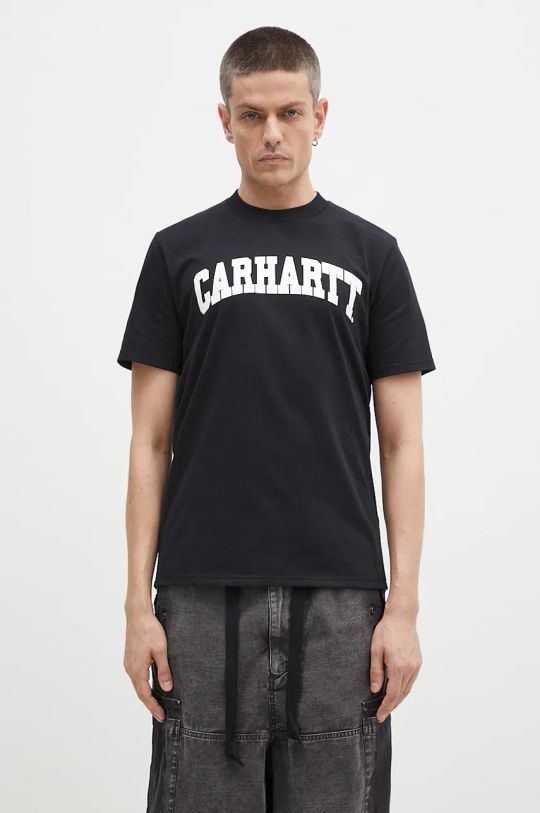 Bavlněné tričko Carhartt WIP S/S University bavlna černá I034851.0D2XX