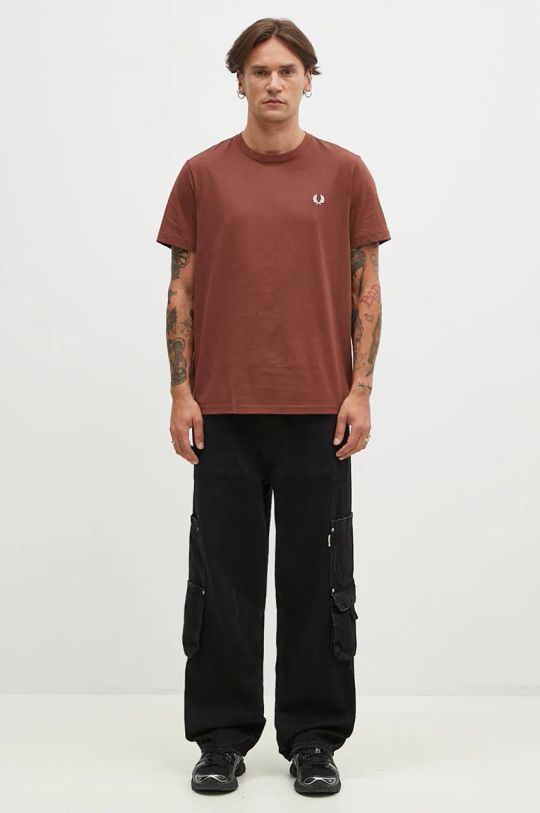 Fred Perry t-shirt in cotone Crew Neck T-Shirt M1600.W52 marrone