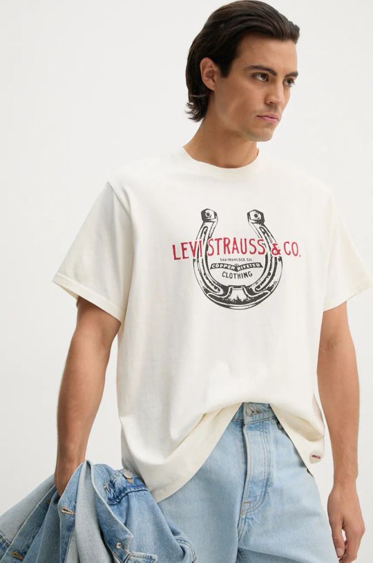 Levi's t-shirt bawełniany nadruk beżowy 16143.1651