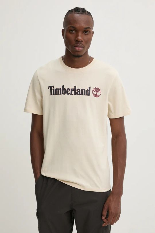 Timberland tricou din bumbac print bej TB0A5UPQEFL1