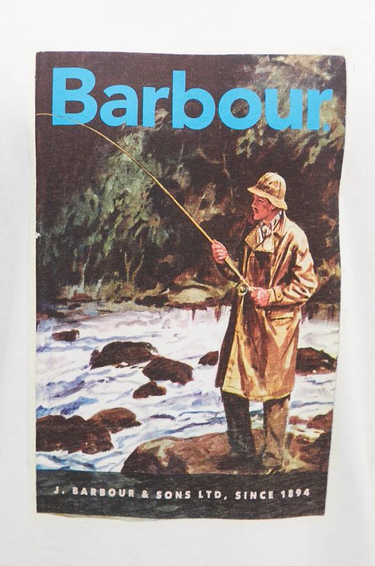 Βαμβακερό μπλουζάκι Barbour Mortt OS Graphic λευκό MTS1340