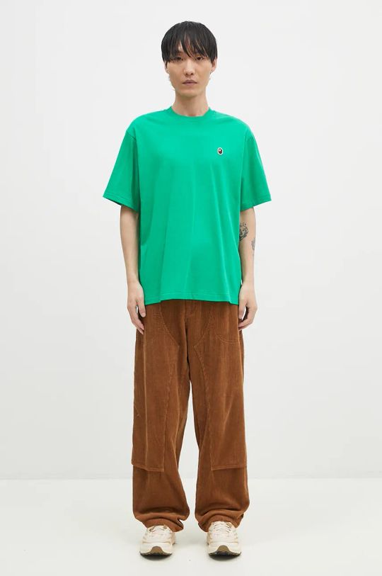 A Bathing Ape t-shirt in cotone ONE POINT RELAXED FIT TEE 1K80110345 verde