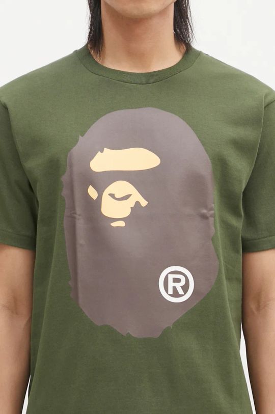 Хлопковая футболка A Bathing Ape BIG APE HEAD TEE 1K80110002 зелёный