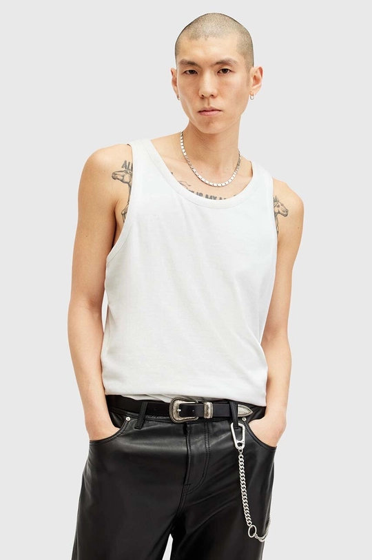 AllSaints top din bumbac EDWARDS VEST M008JB alb