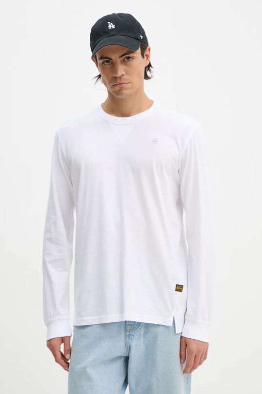 G-Star Raw longsleeve din bumbac uni alb D25076.336