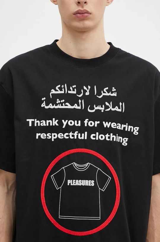 Bavlnené tričko PLEASURES Respect Heavyweight Shirt čierna P24F041