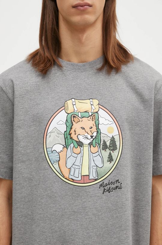 Maison Kitsuné t-shirt bawełniany Rambling Fox szary NM00120KJ0118