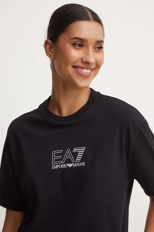 μαύρο Βαμβακερό μπλουζάκι EA7 Emporio Armani