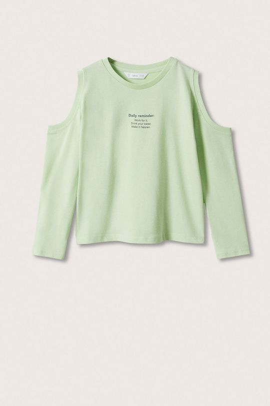 zelená Detská bavlnená košeľa s dlhým rukávom Mango Kids Dievčenský