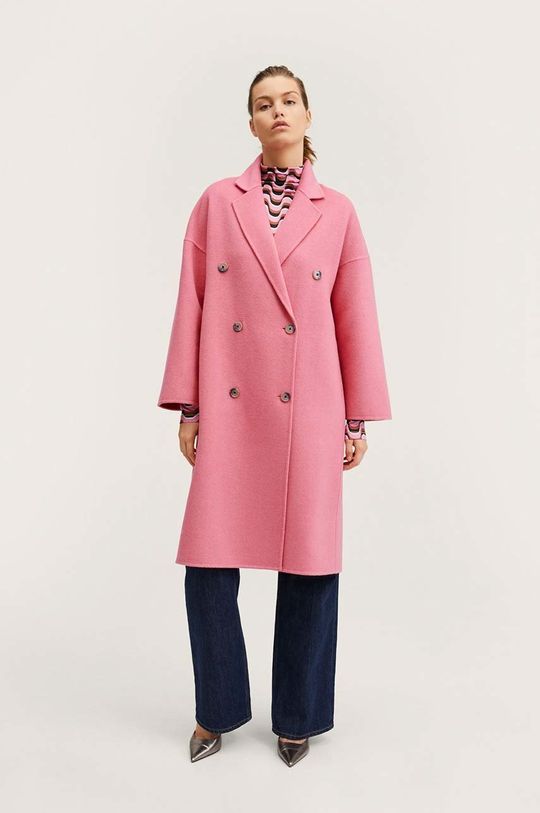 ružová Mango - Vlnený kabát Picarol Dámsky