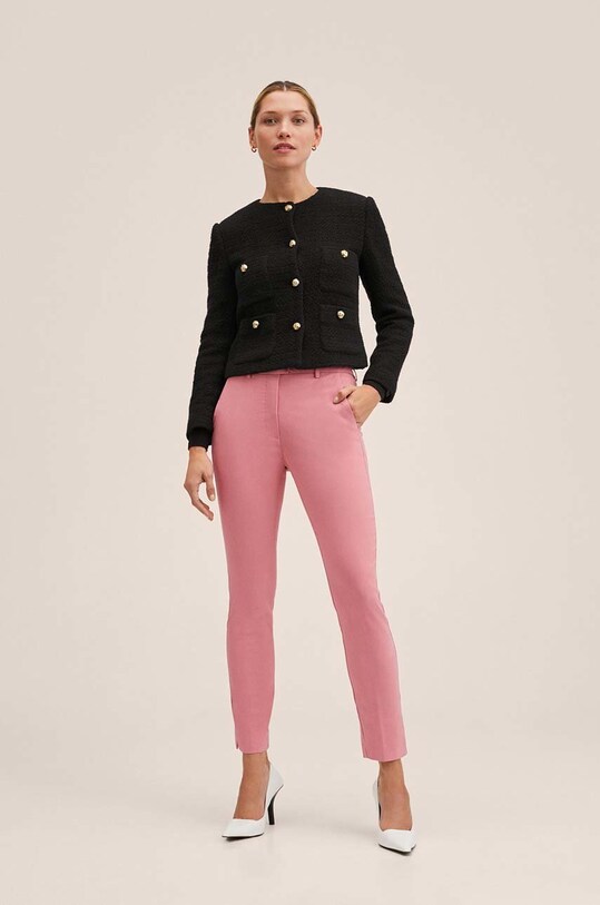 Mango pantaloni Cola femei, culoarea roz, drept, high waist | ANSWEAR.ro