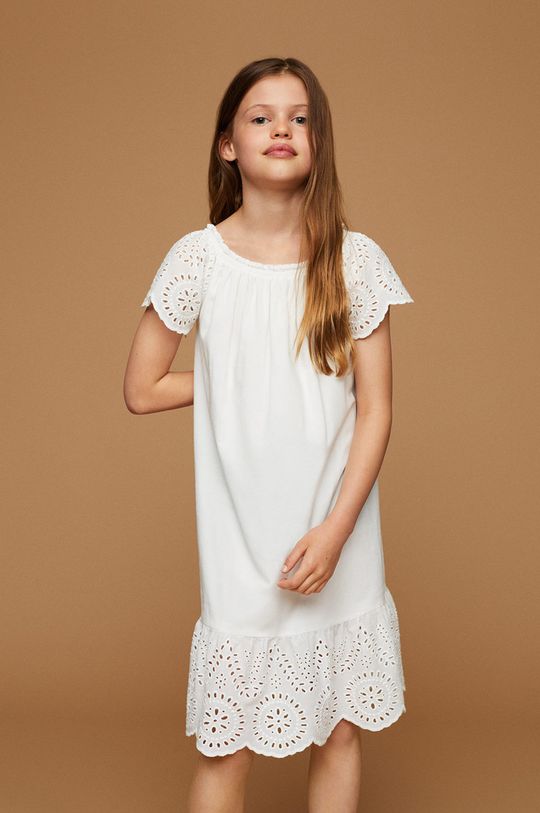 Mango Kids sukienka bawełniana dziecięca Suizo biały