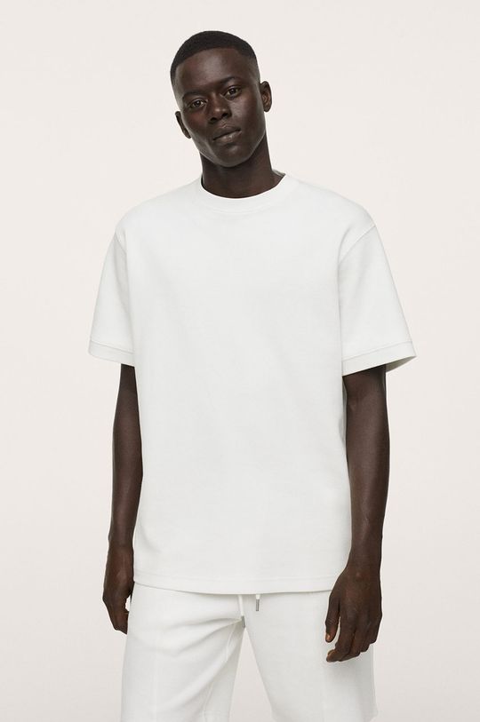 biały Mango Man T-shirt bawełniany Litoral Męski