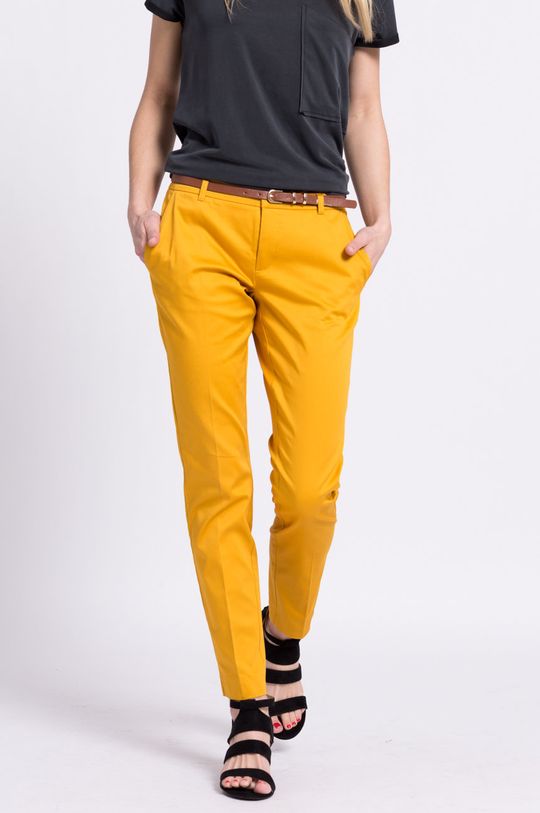 bursztynowy Spodnie Less Is More żółte Damski