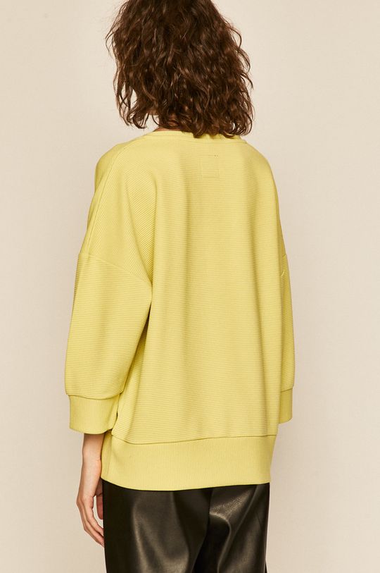 Bluza damska z trójkątnym dekoltem żółta 2 % Elastan, 74 % Poliester, 24 % Wiskoza