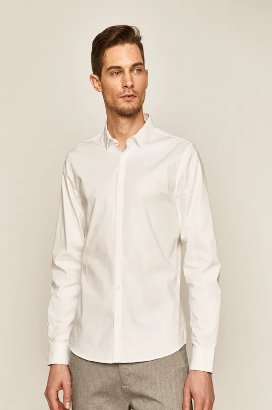 biały Koszula męska slim fit biała Męski