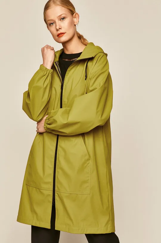 Przeciwdeszczowy płaszcz damski na podszewce oliwkowy zielony