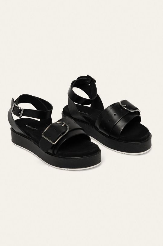 Skórzane sandały damskie czarne czarny