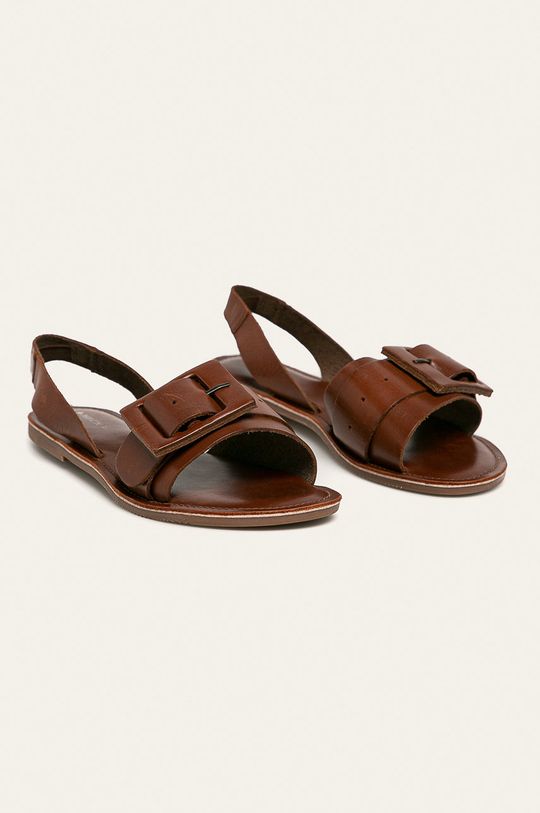 Skórzane sandały damskie brązowe brązowy