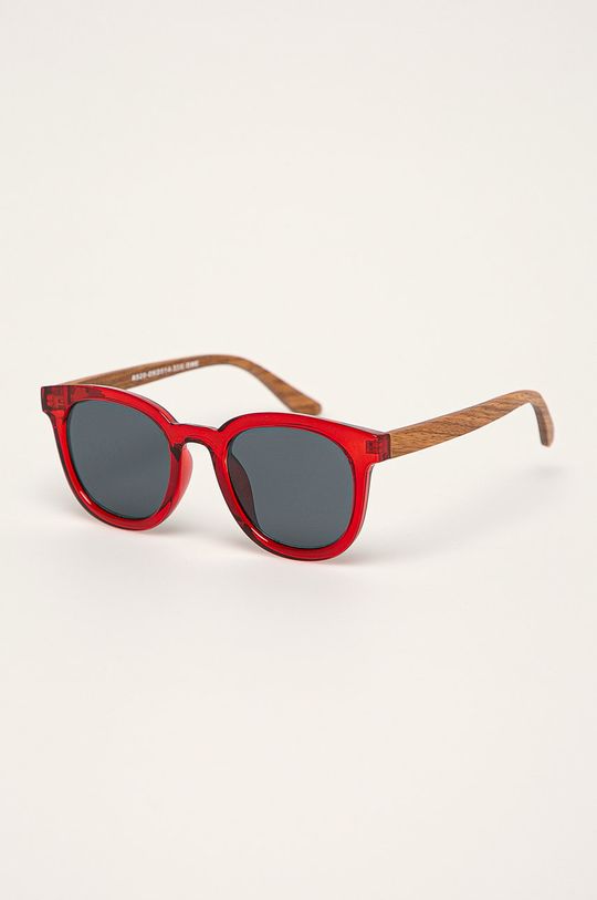 czerwony Okulary przeciwsłoneczne damskie z drewnianymi zausznikami z funkcją flexible czerwone Damski