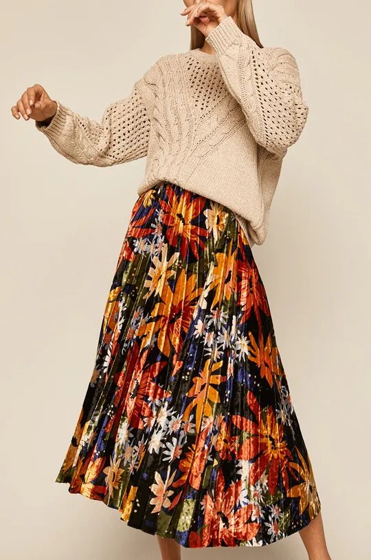 multicolor Spódnica damska plisowana w kwiaty Damski