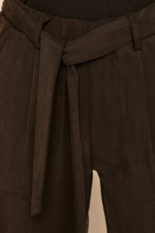 czarny Spodnie damskie wiązane w talii czarne