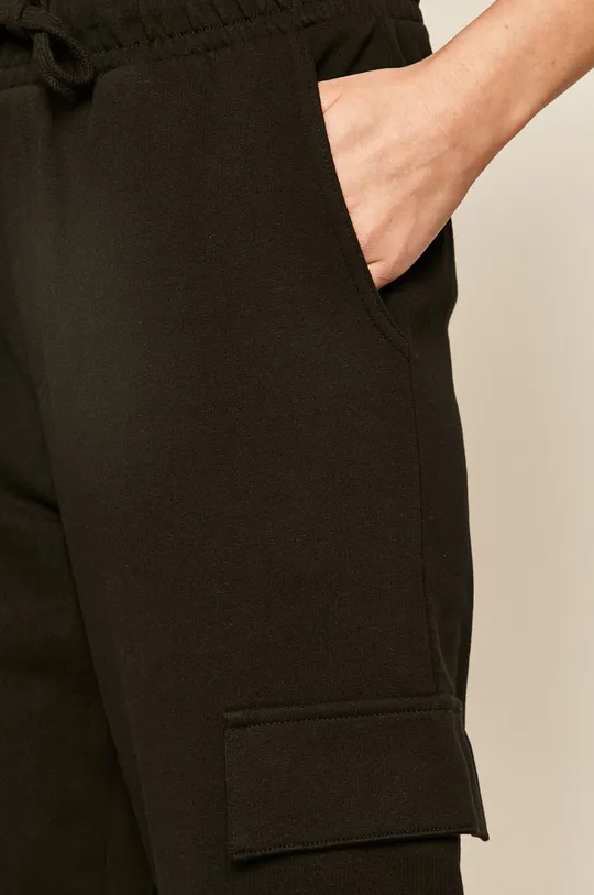 czarny Spodnie dresowe damskie z kieszeniami czarne
