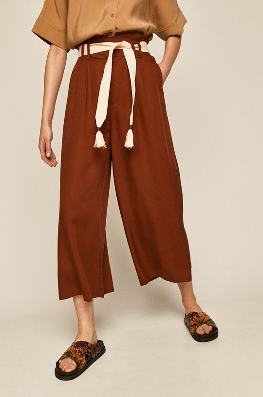 brązowy Spodnie damskie culottes brązowe Damski