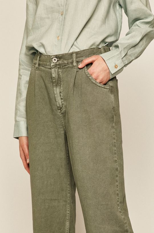 Spodnie damskie w fasonie slouchy zielone Damski