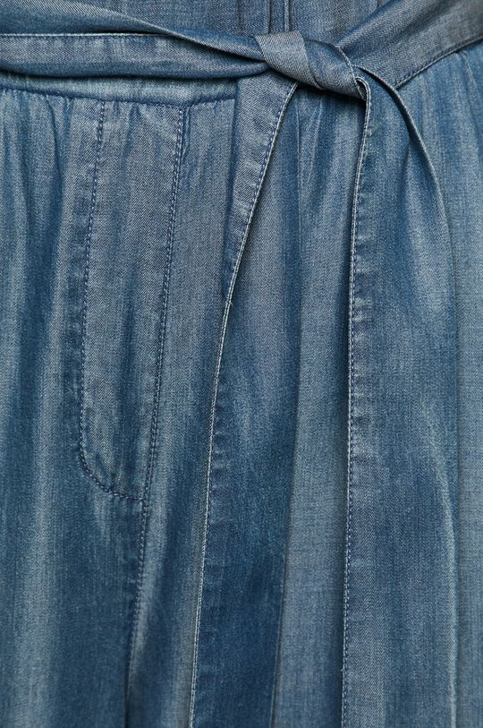 niebieski Spodnie damskie culottes z Tencelu niebieskie