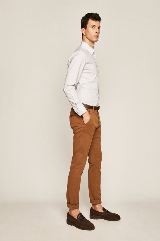 Spodnie męskie slim fit brązowe złoty brąz