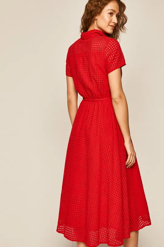 Sukienka damska ażurowa czerwona 100 % Bawełna